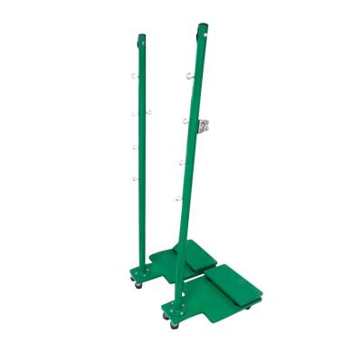 China Community 1.55m Height Mobile Badminton Rack Pole Post With Upper Pulley And Lower Wheels for sale