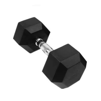 China Eco-friendly Exercise Gym 10KG Rubber Coated Steel Arm Hex Dumbbell Set for sale