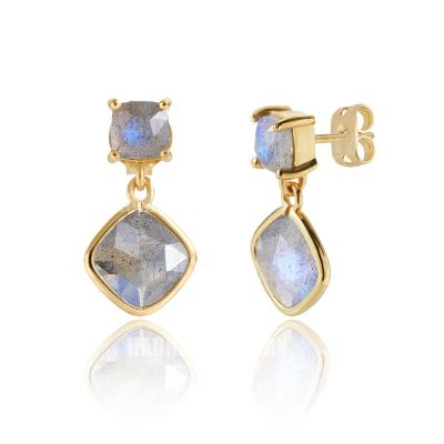 China Chinese Factory High Quality 925 Sterling Silver Handmade Jewelry Rhinestone Gold Plated Earrings for sale