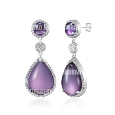 China Handmade Jewelry Natural JUPITER Amethyst Teardrop Earrings,Natural Gemstone Dangle Earrings Women for sale