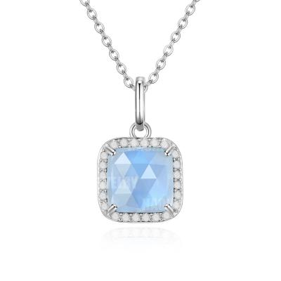 China Handmade Jewelry JUPITER Moonstone Vintage 925 Sterling Silver Diamond Pendant Necklace for sale