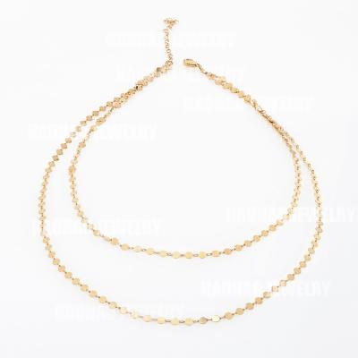 China OEM Casual / Sporty Fashion Double 18K Gold Plated Tone Solid Metal Chain Women's Gold Necklace Jewelry for sale