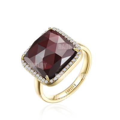 China JUPITER Natural Garnet Handmade Jewelry 925 Sterling Silver Ring , 0.2ct Diamond Handmade Jewelry for sale