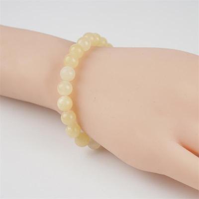 China Handmade CLASSIC Natural Yellow Agate Gemstone Beads Bracelet Jade Round Bead Bracelet High semi quality for sale