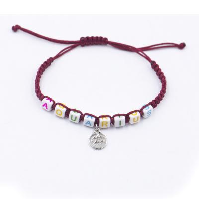 China New FASHIONABLE Alluring Zodiac Sign Charm Aquarius Letters Beaded Macrame Horoscope Bracelet for sale