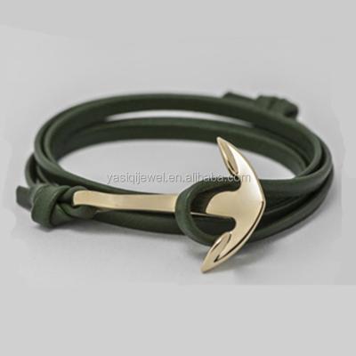 China 2021 Wholesale Trendy Jewelry Bracelet Rope Bracelet Green Leather Accessories For Men for sale