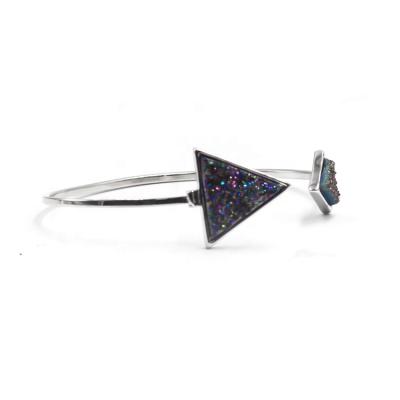 China Fashion new arrival jewelry bracelet&bangle blue agate charm triangular shaped crystal druzy bracelet for sale