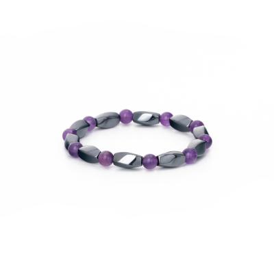 China New FASHIONABLE Wholesale Design Twist Shape Hematite Beads Amethyst Mixed Stone Stretch Beaded Bracelet for sale