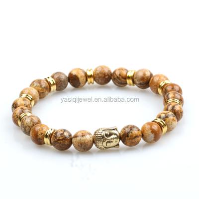 China CLASSIC Natural Wood Stone Bracelet Jasper Buddha Bracelets Buddhism Elastic Hang for sale