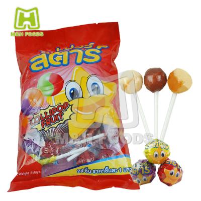 China Both natural flavors in one double colors fruity lollipops for sale