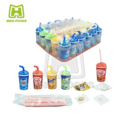 China Coke Straw Fruity Juice Smoothies Shaped Cups Regular Bottle Contains Different Flavors Of Powder Candy And Popping Candy for sale