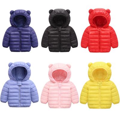 China Autumn Winter Cute Baby Outerwear Breathable Lightweight Down Coats With Ear Hoodie Girls Kids Clothing Stripper Jackets Kids Hoodies Coat for sale