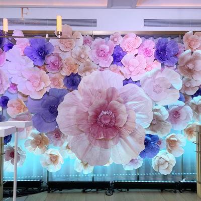 China High-grade party decoration dyed paper flower artificial wall, used for party decoration and wedding decoration for sale