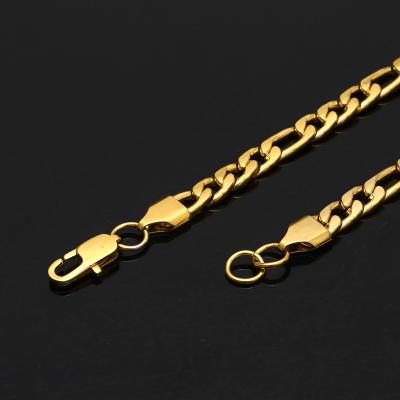 China Fashion Dubai Jewelry 5mm High/Sporty Stainless Steel Cubano Necklace Chain Jewelry 24K Polish Hot Sale Casual Polish Gold Plated Necklace for sale