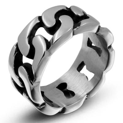 China Simple 316 stainless steel titanium ring car chain punk high quality creative ring for sale