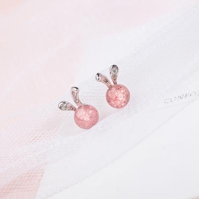 China Cute Sterling Silver Animal Earrings Stud Sterling Silver White Gold Plated Earrings Stud Sterling Silver Pink Rabbit Earrings Stud for sale