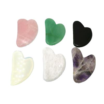 China Skin Tightening 2021 Hot Selling Heart Shaped Natural Jade Rose Quartz Guasha Board for sale