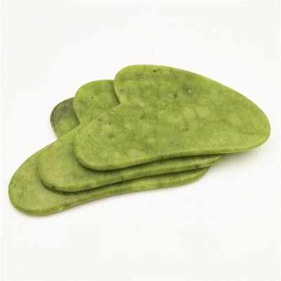 China Guasha Green Anti Aging Scraper Board Guasha Face Lift Natural Jade Material for sale