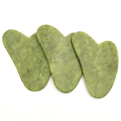 China Cheap Real Jade Face Lift Guasha Board Green Jade Anti Aging Guasha Scraper for sale