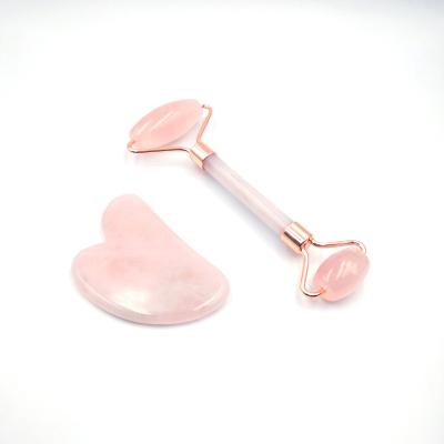 China Skin Tightening Jade Stone Facial Anti Aging High Quality Welded Rose Quartz Jade Roller Natural For Face for sale