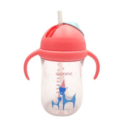 China PVC Free Training Cups Drinking OEM/ODM Portable Custom Handle Sipper BPA Tritan Free Water Bottles 300ml Both Slippery Straw Cups for sale