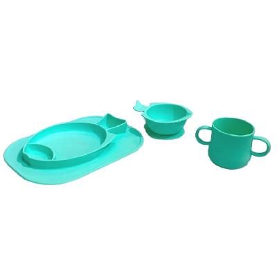 China BPA Free Food Soup Bowl Set 3pcs Eco BPA Free For Lunch Factory Custom Fish Shape Kids Tableware Silicone Baby Feeding Set for sale