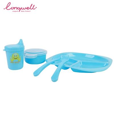 China BPA Free Ningbo Longwell PP Custom Babies Consumption Sets New Plastic Food Grade Cutlery Spoon Fork Bowl Baby Cups Tableware Set for sale