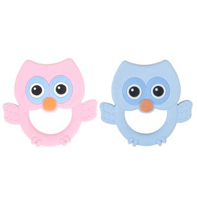 China Baby Silicone Teether Teething Animal Toys Owl Blue Pink OEM ODM Factory Food Grade BPA Free Infant Baby Teethers Customize Silicone Teether for sale