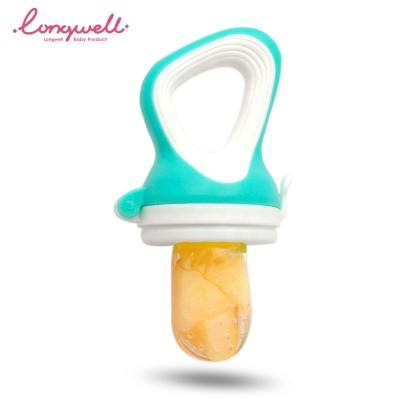 China 100%food grade Silicone Teether Ningbo Longwell Silicone Teat Teether Ningbo Longwell Wholesale Hand Ring Feeder Baby Food Fresh Manufacturer Fruit Free Pacifier for sale