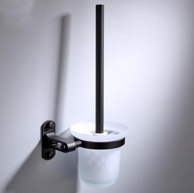 China Modern Bathroom Wall Mounted Toilet Brush Holder Black for sale