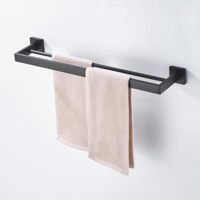 China Double Wall Mount Bathroom Stainless Steel Towel Rack Self Adhesive Bathroom Organization Modern Accessory Rack for sale