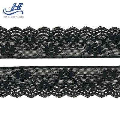 China Decorative double edge wrap 4.7cm elastic elastic knitted white guipure lace trim for lingerie or ladies dress for sale