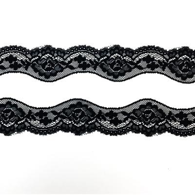 China Decorative double edge wrap 4cm elastic elastic knitted white guipure lace trim for lingerie or ladies dress for sale