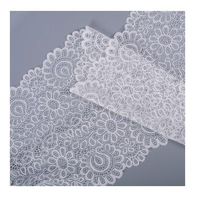 China Decorative Double Edge Wrap 22cm Elastic Elastic Knitted White Guipure Lace Trim For Lingerie Or Ladies Dress for sale