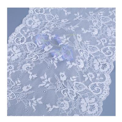 China Decorative Elastic Double Edge 9inch Wrap Knitted White Guipure Lace Trim For Lingerie Or Ladies Dress for sale