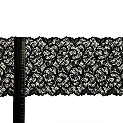 China Decorative Double Edge Wrap 21cm Elastic Elastic Knitted White Guipure Lace Trim For Lingerie Or Ladies Dress for sale