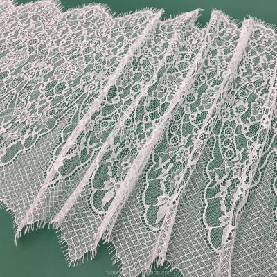 China White Guipure Lace Flower 14inch Soft Lace Fabric Wrap Knitting Non-Elastic Lace For African Wedding Dress for sale