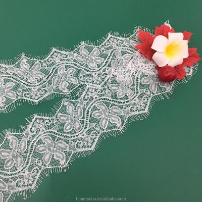 China Soft French Fancy Flower Lace Fabric White Trim Guipure Lace Trim Wrap Knitting Inelastic Lace For Lady Garment for sale