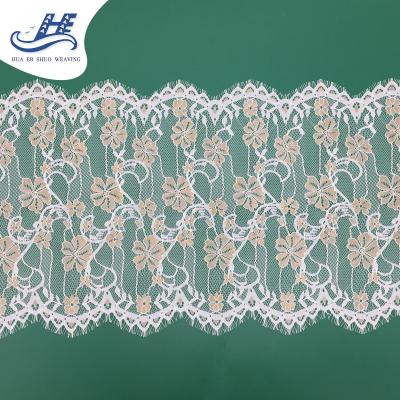 China Soft high quality fancy flower sparkle eyelash braid lace white trim wrap knitting non-elastic lace for lady garment for sale