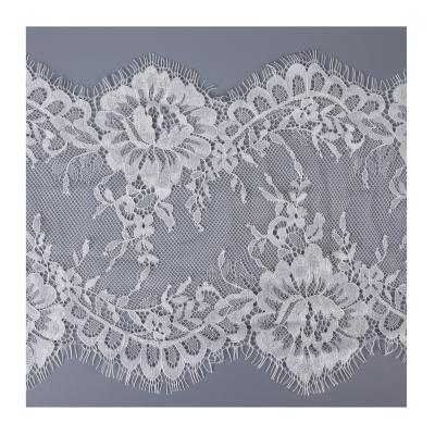 China 21CM Softly Braid Guipure Lace Flower High Quality Fancy Lace Fabric White Wrap Knitting Non-Elastic Lace For Wedding Dress for sale