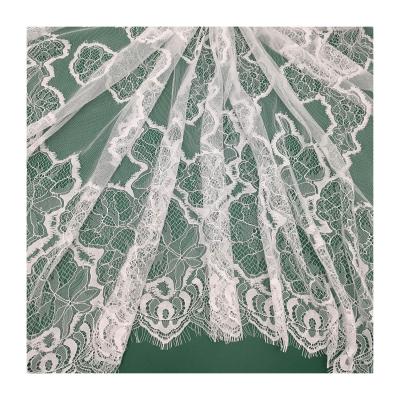 China Soft fancy eyelash lace flower nylon nylon wrap knitting fabric African non-elastic wedding lace for wedding dress for sale