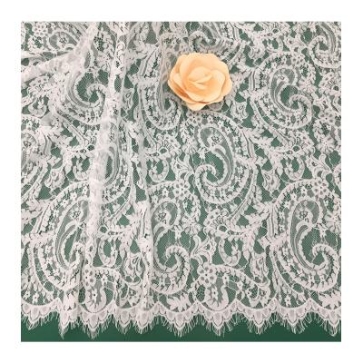 China Soft fancy flower lace fabric white guipure lace wrap knitting non-elastic African wedding lace for wedding dress for sale