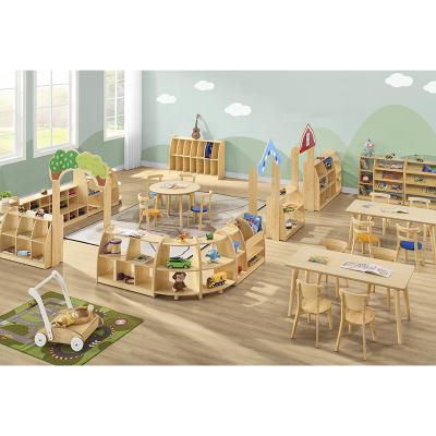 China Modern Kindergarten Classroom Furniture Wooden Pre School Furniture Study Room Interior Design for sale