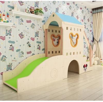 China Moetry Toddler Play Loft 2-Story High Quality Dramatic Attic Play Loft Wooden Kids Play Furniture With Slide for sale