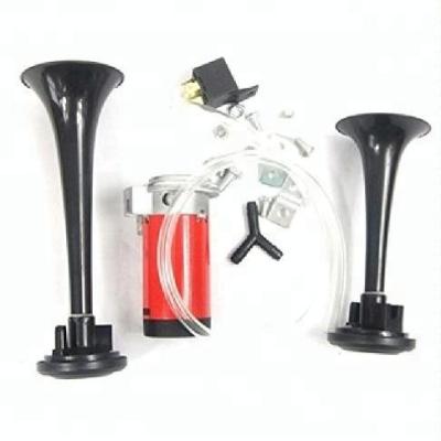 China Black ABS Dual Air Horn Kit Trumpet For 12V Vehicle Car Van Truck Boat for sale