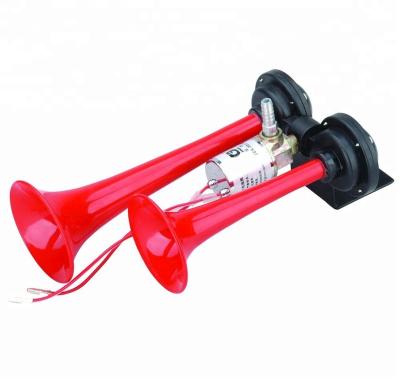 China Plastic Air Horns Trumpet 130db Red Super Loud Twin Tone Horn Dual For SUV Truck Train Van Boat for sale