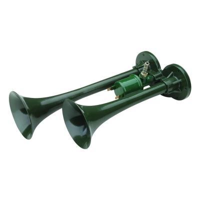 China Dual Tones Iron Electric Air Horn With Two Green Trumpets for sale