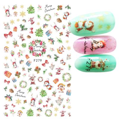 China Christmas Festival Style Winter Snow Santa Series Nail Art 3D Nail Sticker For Women Nail DIY for sale