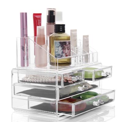 China Sustainable Acrylic Drawer Makeup Brush Table Plastic Box Case Organizer for sale