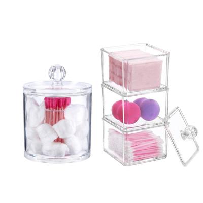 China 8 Viable Designs Makeup Brush Holder Acrylic Cotton Swab Organizer Case Storage Containers for sale